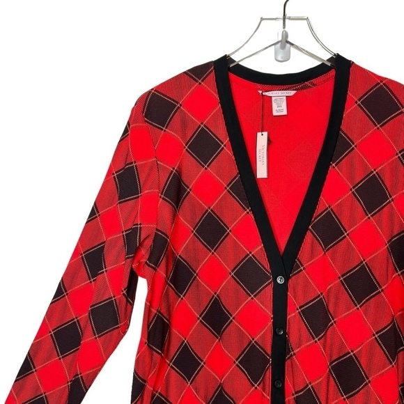 NEW Victoria’s Secret Red Plaid Pajama Thermal Waffle Knit Jumpsuit Sz XL - Picture 6 of 13